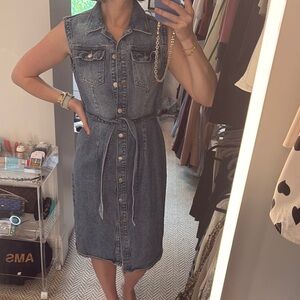 Zara Blue Buttoned Sheath Midi Dress